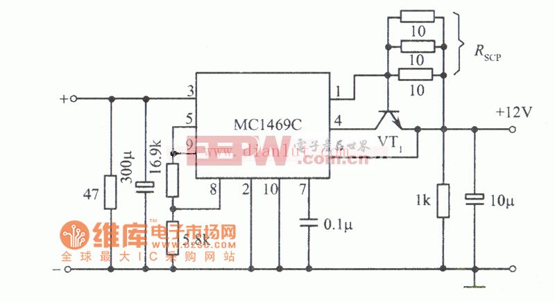 MC1469C集成稳压器构成的高稳定度的12V稳压电源电路
