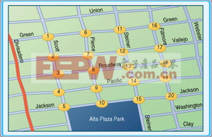 图1：旧金山的部分城市交通图。