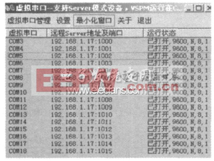 圖5　網(wǎng)口虛擬擴展16個串口界面