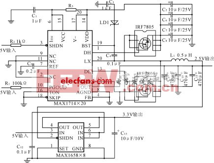 多片ADSP21160供電連接圖