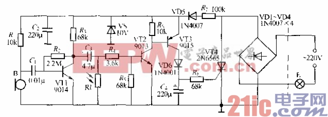 151.分立元件声光控楼梯延迟开关电路（1）.gif