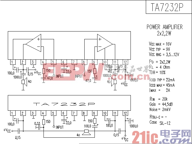 TA7232P功率放大器电路图