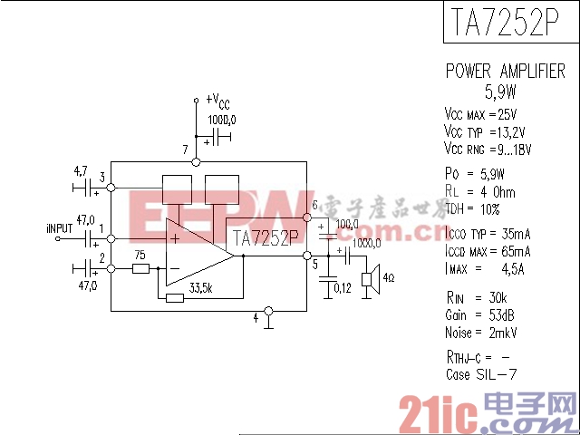 TA7252P功率放大器电路图
