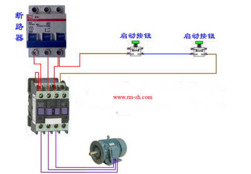 交流接触器实物接线图及常用各种组合电器