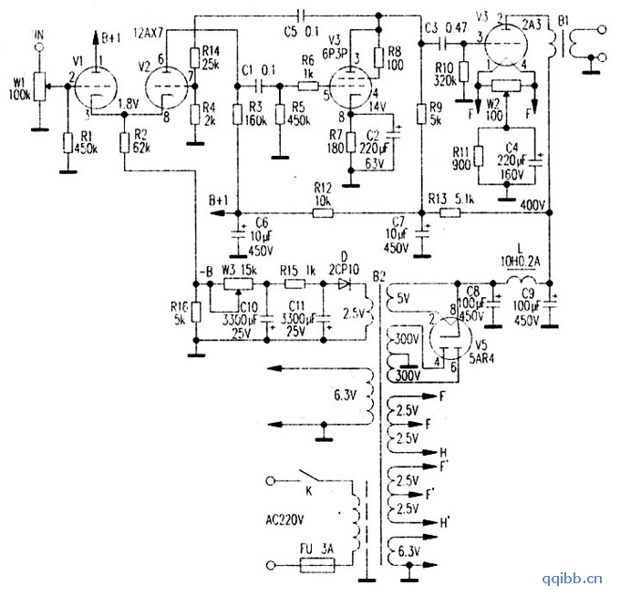 用差分式电路作输入级的2A3单端输出机