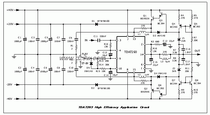 TDA7293高效G类放大器电