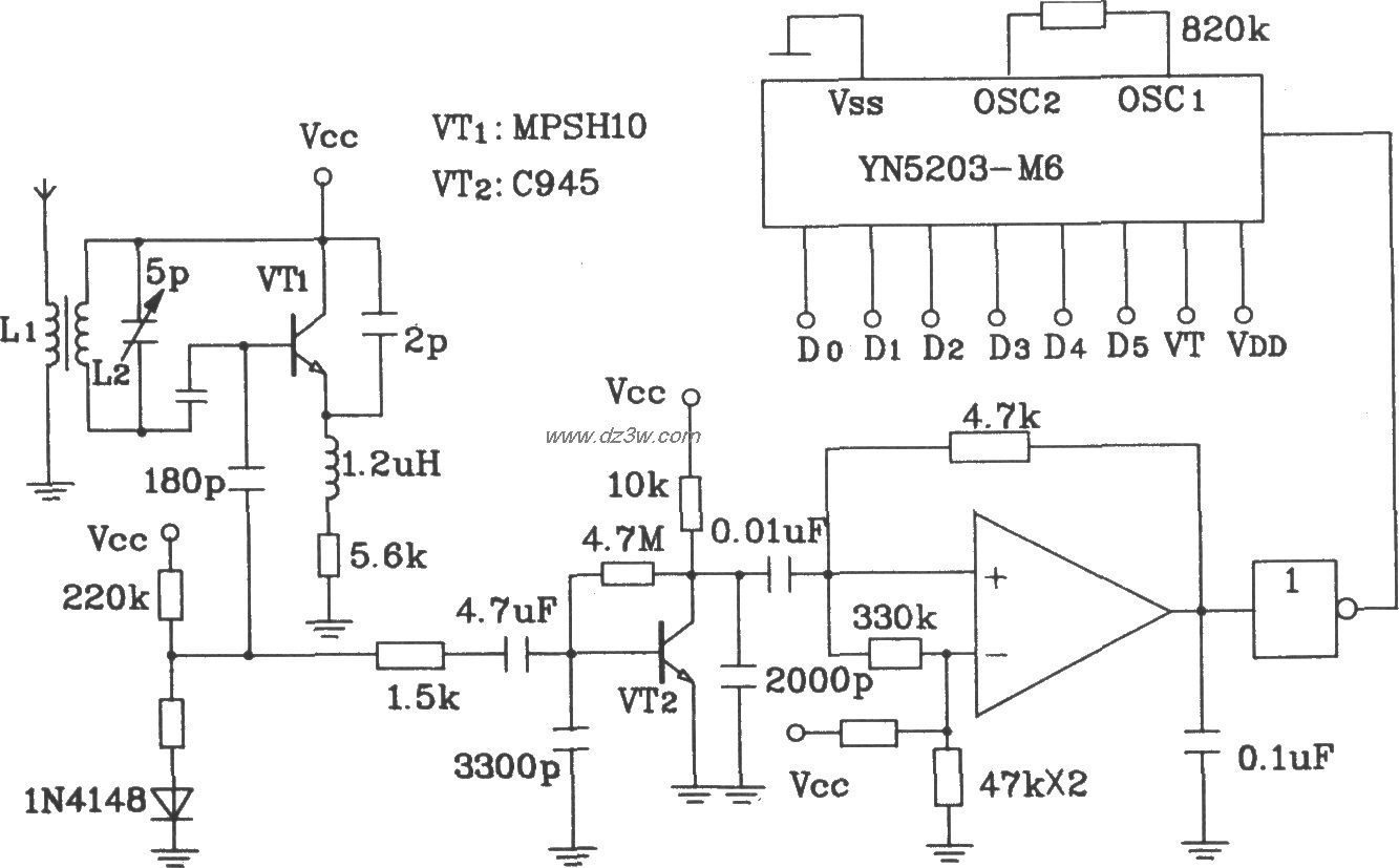 YN5203构成的射频遥控译