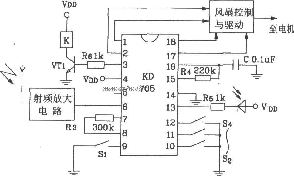 KD705构成的射频遥控接收