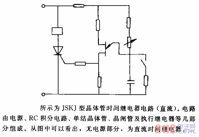 JSKJ型晶体管时间继电器电路（直流）
