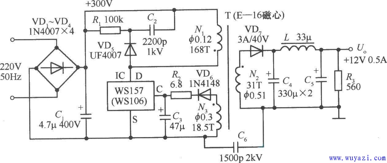12v简易开关电源电路图-开关稳压电源电路图