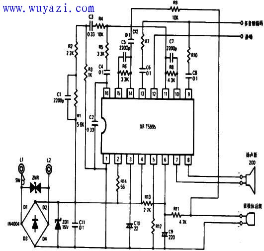 T5995芯片通话网络电路图