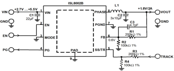 图4. isl8002b的典型应用图