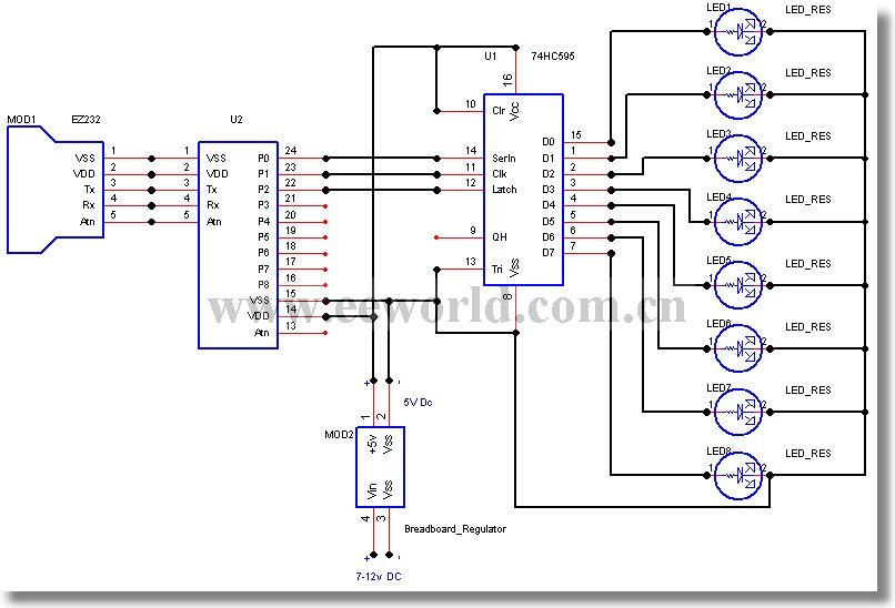 74hc595驱动8led电路图