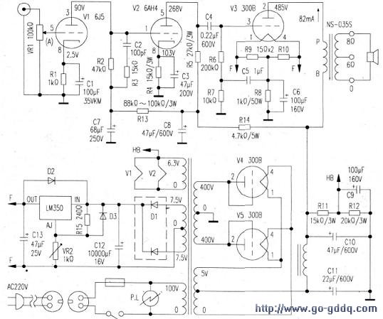 用小功率胆输出管驱动300b的电路