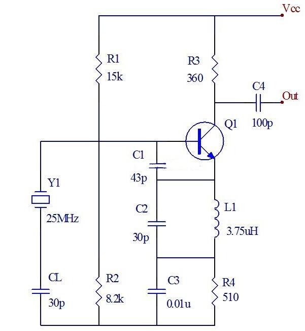 25mhz石英晶体振荡器电路图