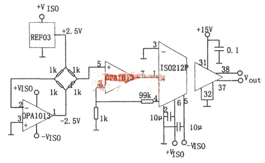 单电源高精度双运OPA1013的隔离放大器电路图