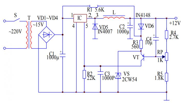 12V开关直流稳压电源电路图(TWH8778应用电路)