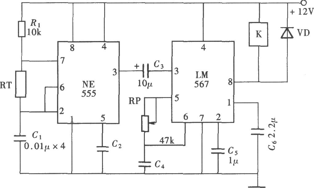 NE555、LM567组成的温频转换式温控器电路