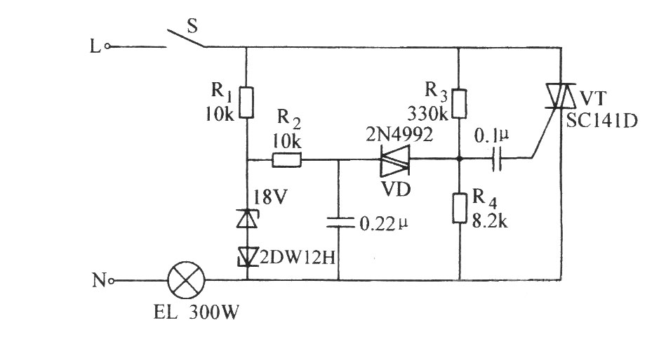 双向晶闸管延长白炽灯使用寿命电路图