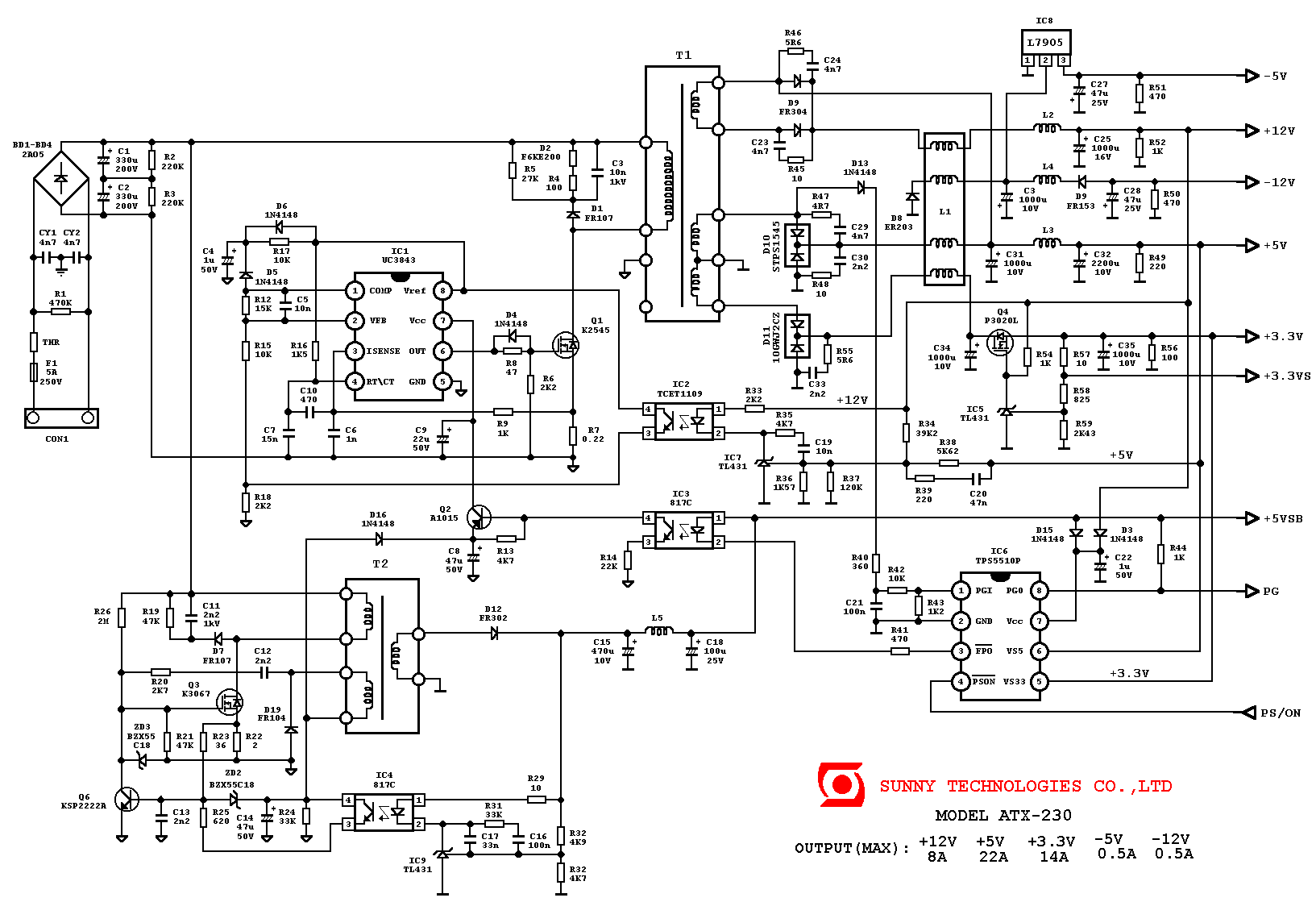 UC3843開關電源電路圖紙