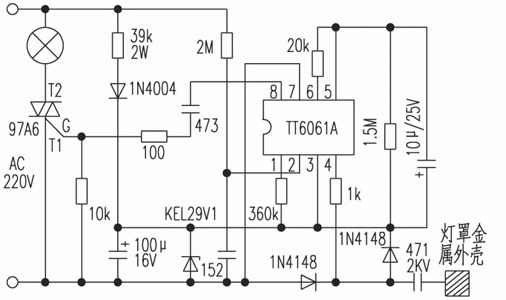触摸式台灯电路原理图