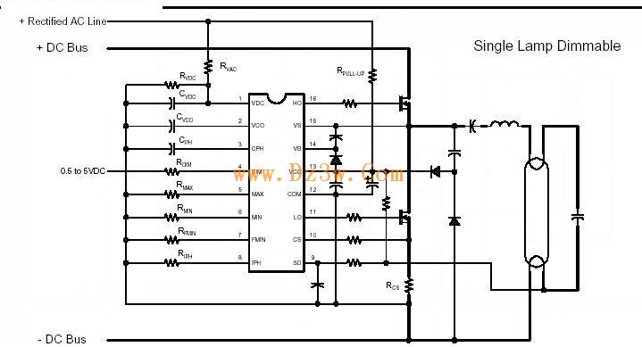 IR2159可調光芯片電子鎮流器電路圖