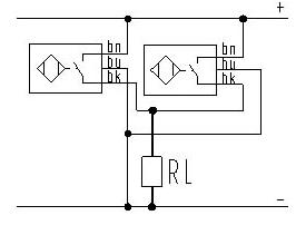 三线直流与四线直流光电开关传感器的并联接线图
