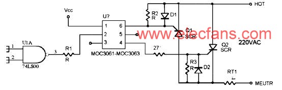 采用MOC3061的可控硅驱动电路图