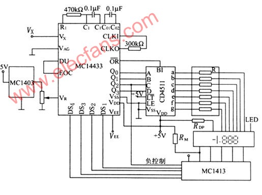 采用MC14433的数字电压表电路图