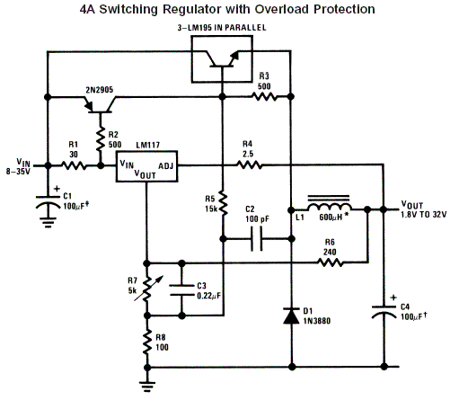 LM117,LM317扩流稳压电源电路图(输出电流4A)