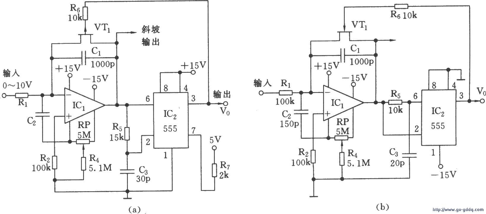 555构成的线性电压／频率变换器电路(三)