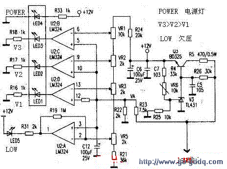 用LM324的电动车上的电量指示电路