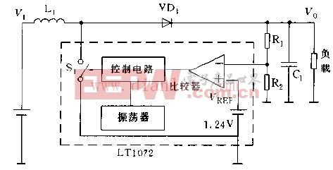 LT1072构成的基本升压变换器电路图