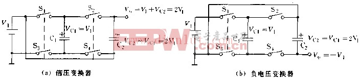 采用充电泵电路构成电压变换器电路原理图