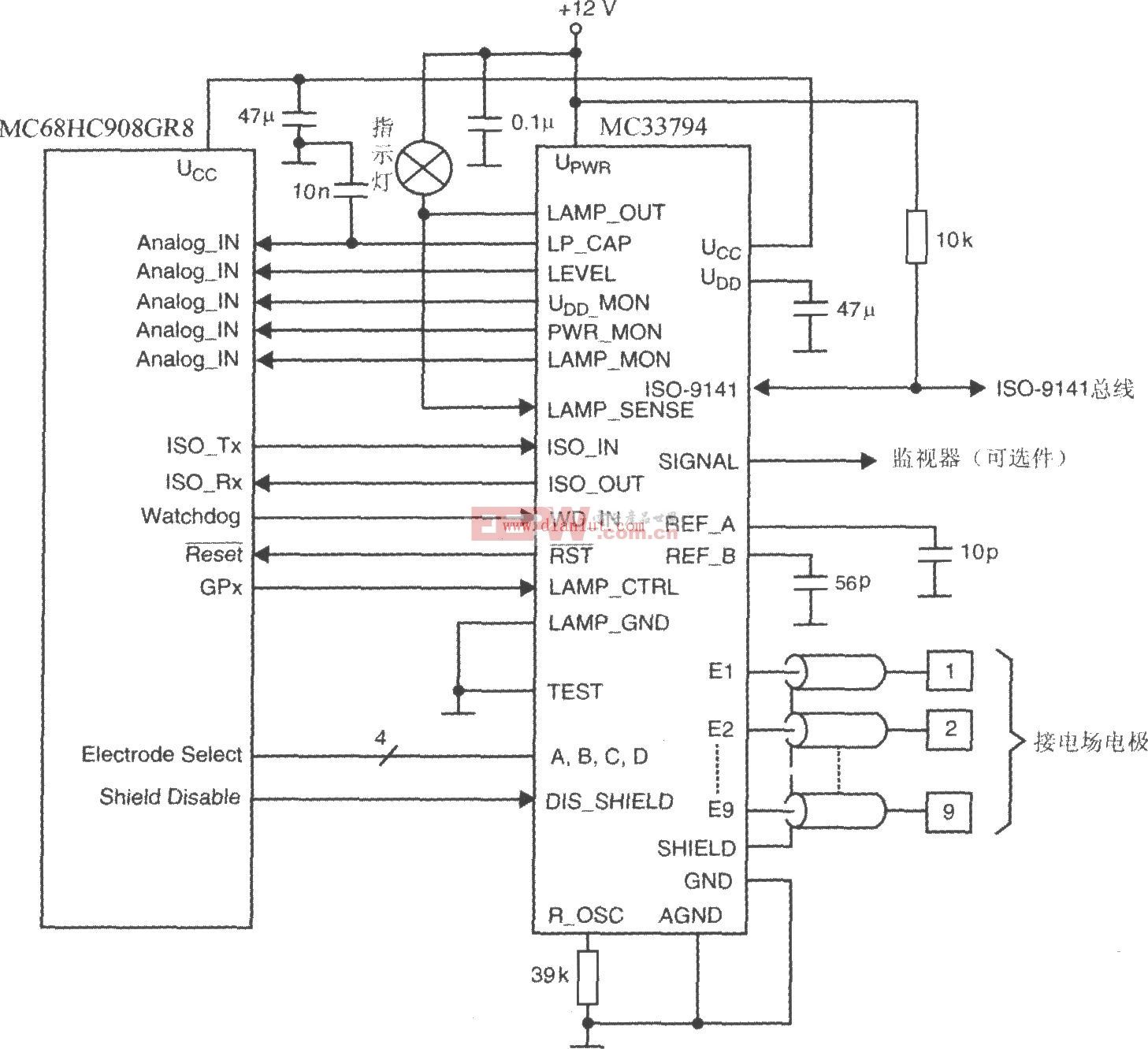 MC33794与微控制器的接线电路