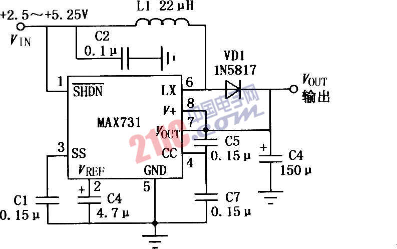 MAX731设计的DC-DC升压变换器电路
