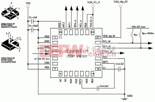 LSM303DLH电连接图（