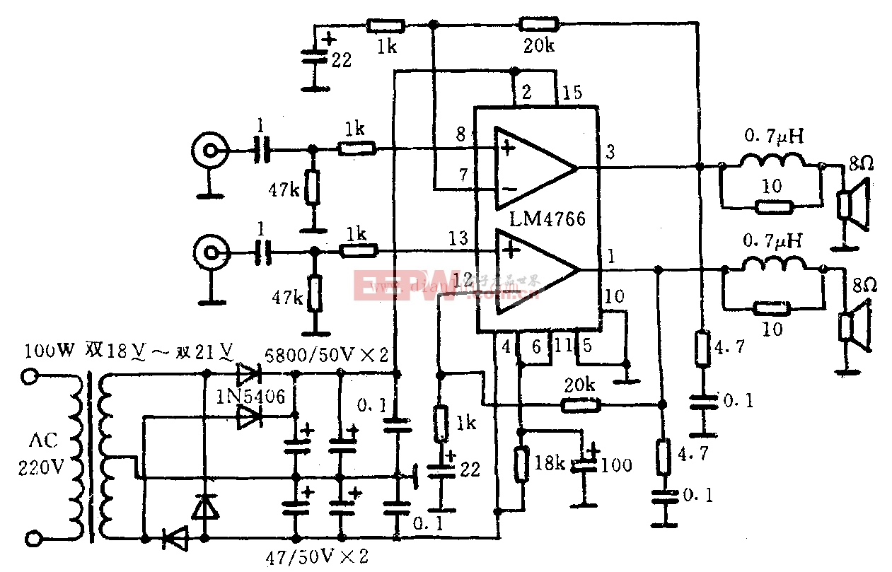 LM4766功率放大电路-应用电路