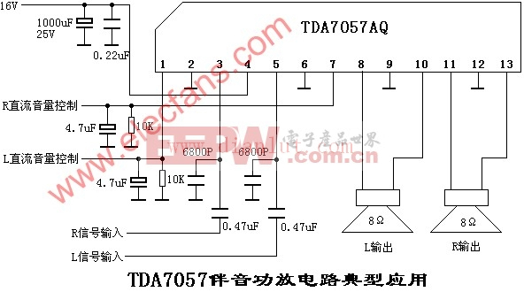TDA7057/TDA7057AQ伴音功放电路应用电路
