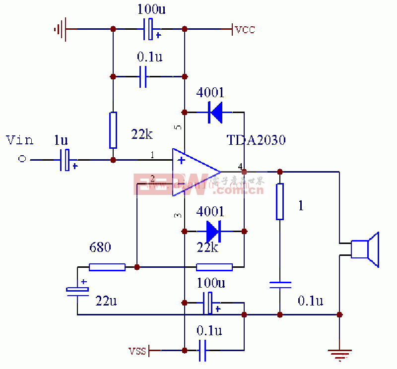 TDA2030双电源接法电路