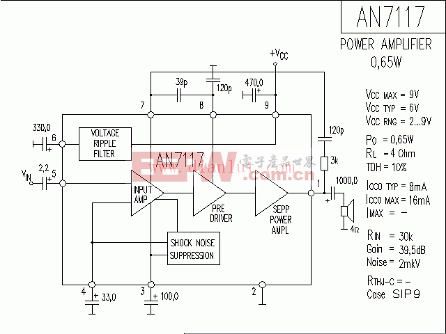 基于an7117功放应用电路图