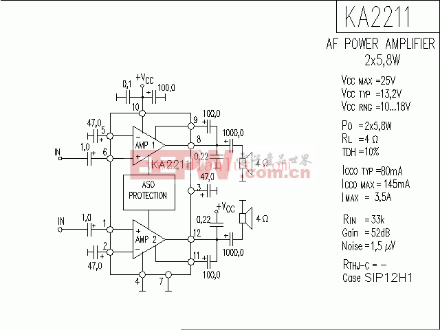 KA2211构成的功放电路