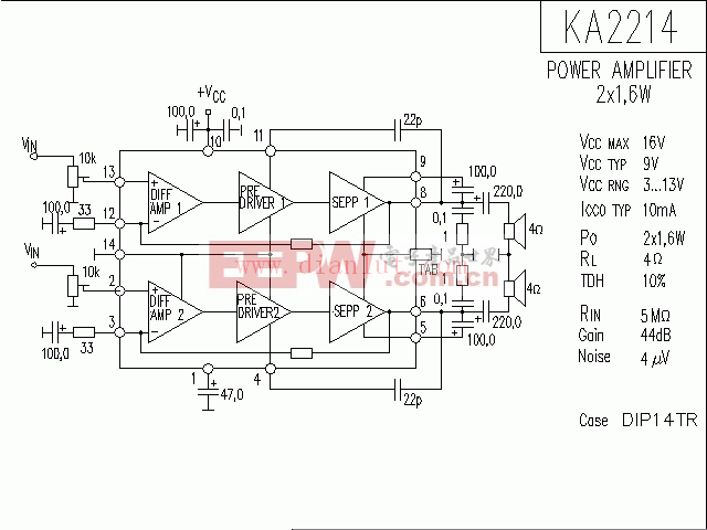 KA2214构成的功放电路