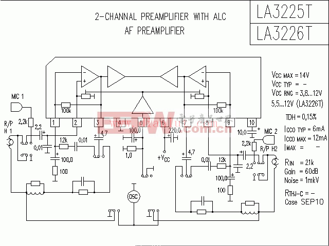 LA3225T，LA3226T构成的功放电路