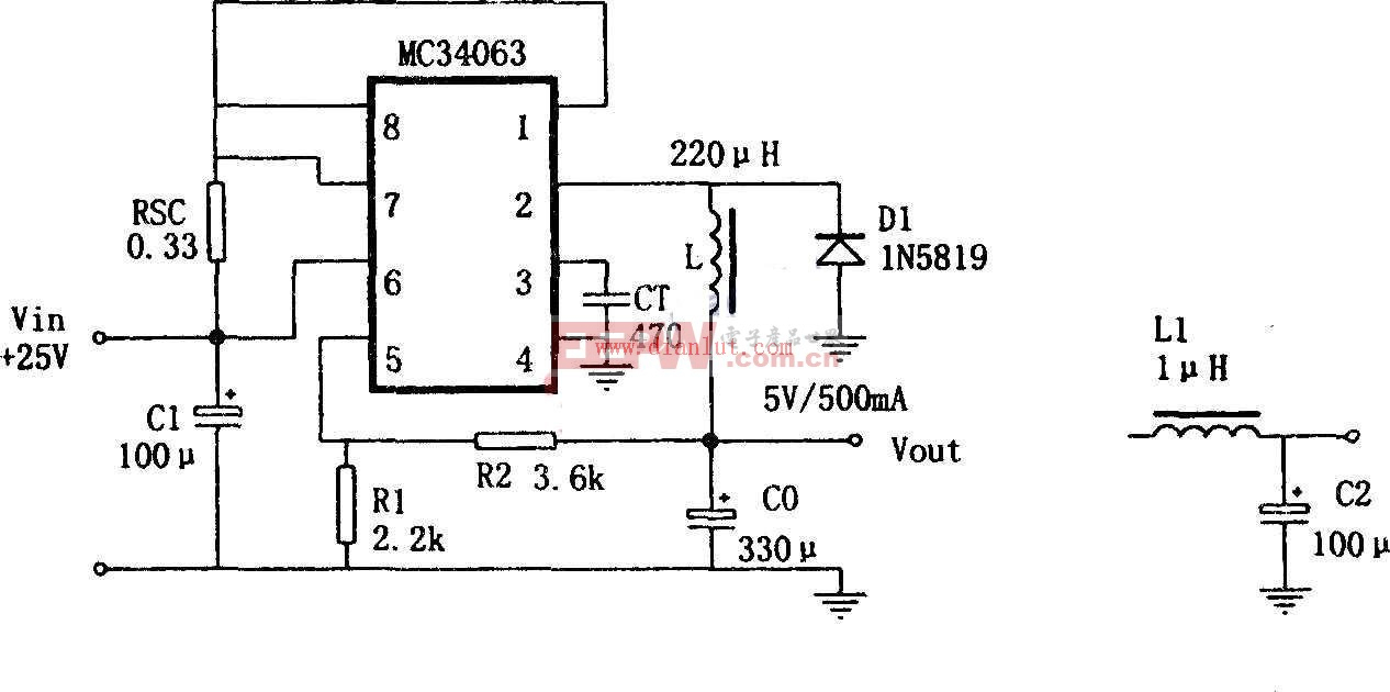 MC34063设计的降压变换电源电路