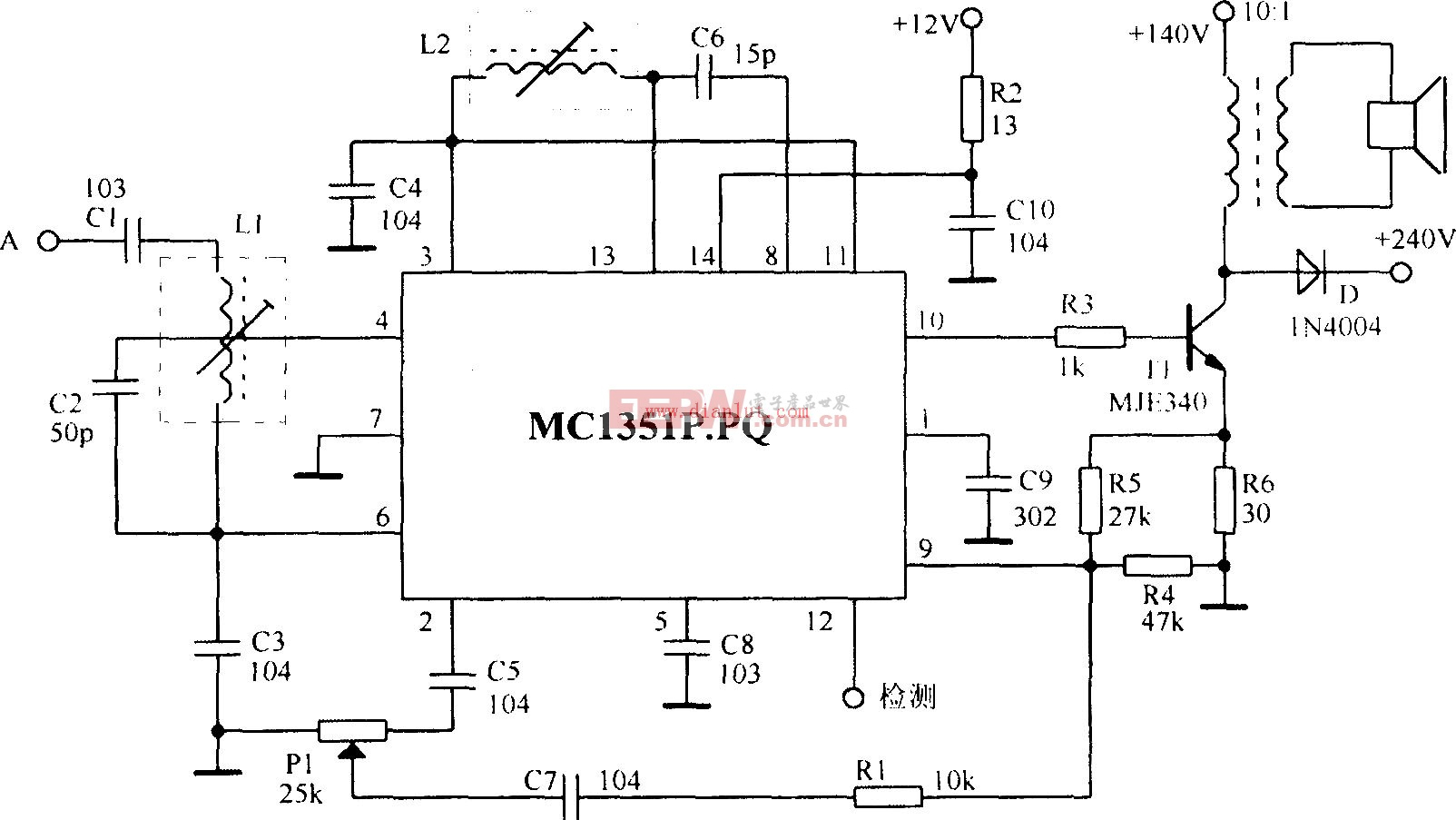 MCl351构成的音频功放电路