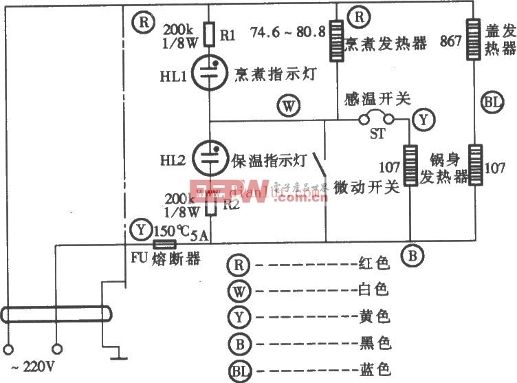 万宝CFXB50-2P电子保温电饭锅电路