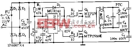 MPIC2151自振荡单片IC电子镇流器电路