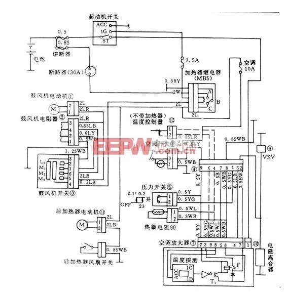 丰田汽车单式空调电路