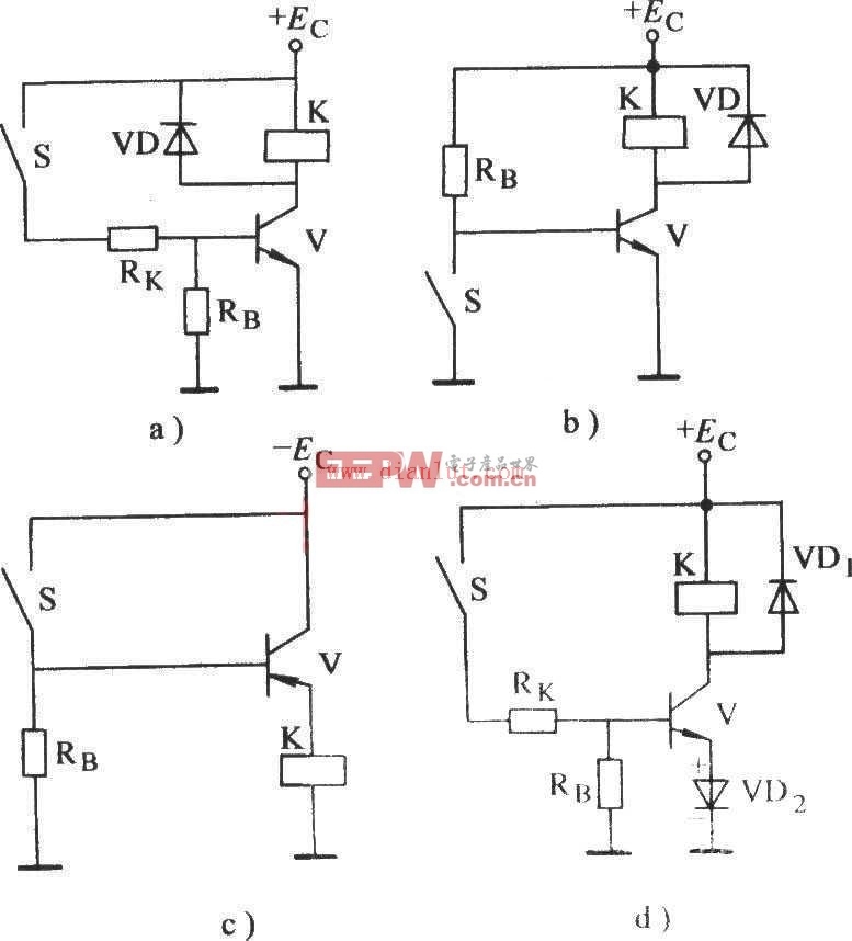 控制基极晶体管电子继电器电路